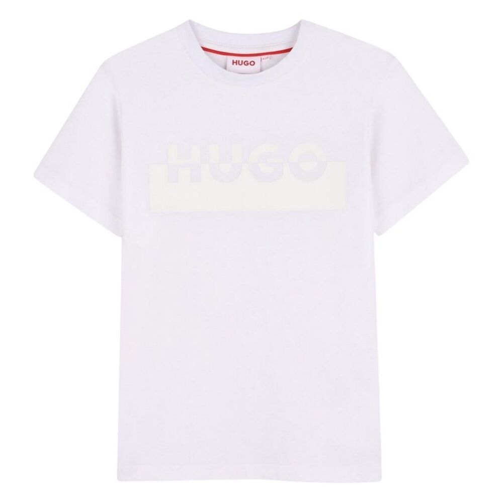 Hugo Childrens/Kids Lettering Crew Neck Regular T-Shirt / White
